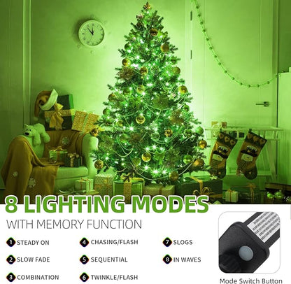MZD8391 105FT 300LED Christmas Light Outdoor Indoor,Christmas Tree Light | Green, 100% UL Listed, Waterproof, 8 Light Modes, Timer & Memory, End To End Connect, Christmas String Light Outdoor Indoor