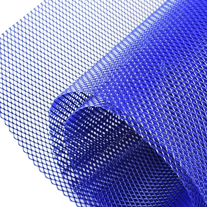 AggAuto Universal 40"x13" Car Grill Mesh 3x6mm Rhombic Hole Blue | Aluminum Alloy Automotive Grille Insert Bumper, One of the Most Multifunctional Shape Grids 100x33cm