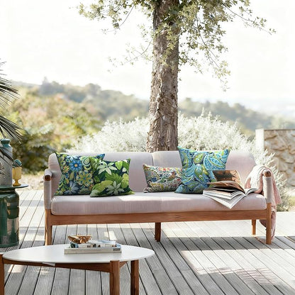 LVTXIII 2 Pack Outdoor Throw Pillow Covers for Patio Furniture, 16x16 Inch Square Pillow Case, Water-Repellent Cushion Covers for Garden, Porch, Sofa, Jungle Leaves