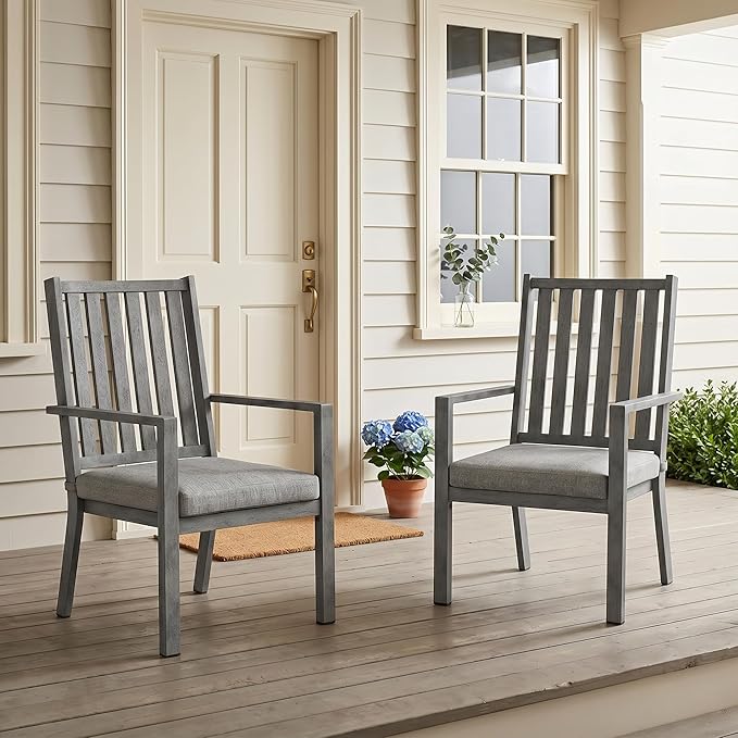 RoyalCraft Aluminum Outdoor Patio Chairs Set of 2, Outdoor Chairs with Waterproof Cushions, Outdoor Dining Chairs with Armrests, Metal Patio Furniture Set for Porch, Balcony, Deck, Backyard, Grey