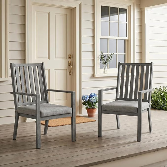 RoyalCraft Aluminum Outdoor Patio Chairs Set of 2, Outdoor Chairs with Waterproof Cushions, Outdoor Dining Chairs with Armrests, Metal Patio Furniture Set for Porch, Balcony, Deck, Backyard, Grey