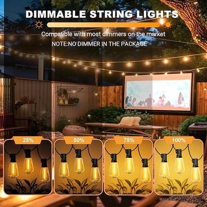 LAMPHOME LED Outdoor String Lights 100FT Patio Lights Waterproof 52 Shatterproof ST38 Edison Bulbs, Connectable Hanging Lights for Porch Deck Garden Backyard Balcony Party Christmas Cafe Decor