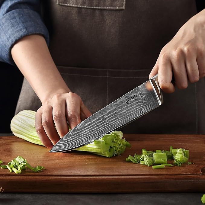 Wakoli EDIB Damascus Chef Knife – 7.9-Inch Japanese-Style Kitchen Knife, 67-Layer Damascus Steel Blade with VG10 Core, Ergonomic Pakkawood Handle – Professional Cooking Knife in Elegant Gift Box