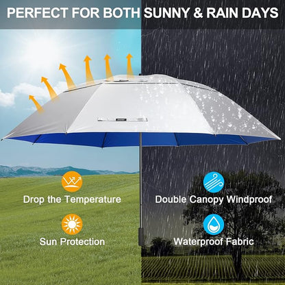 G4Free 80 Inch Golf Umbrella Extra Large Umbrella Double Canopy Windproof | Heavy Duty Oversized, Waterproof Stick Umbrella for Rain UV Protection, Fits 6-8 people for Doorman/Family/Patio