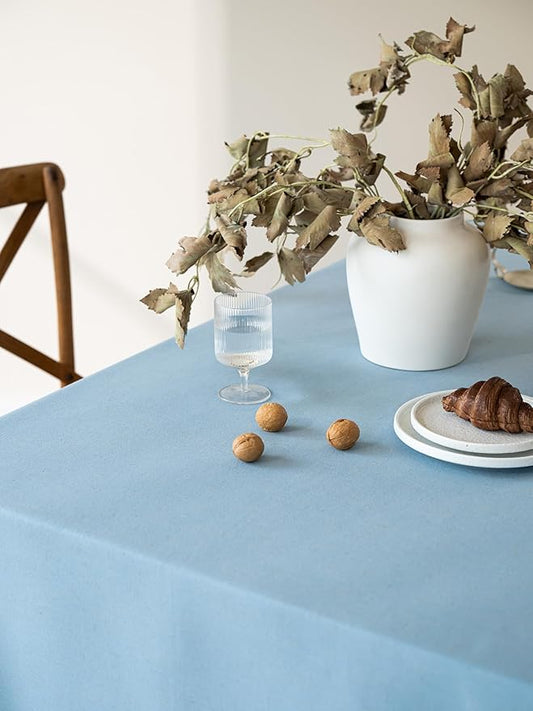 Blue Linen Table Cloths for Rectangle Tables Farmhouse Neutral Tablecloth Rectangular Kitchen Decoration Dining Table Cover Washable 60x120