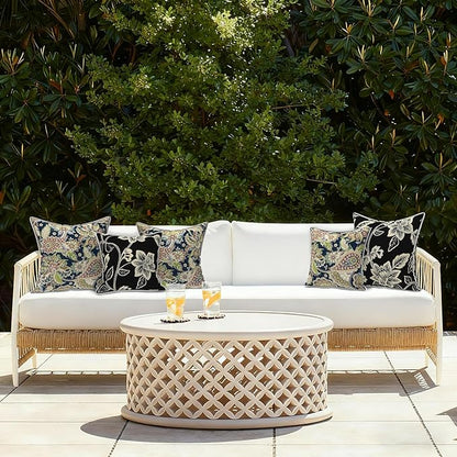 LVTXIII Set of 2 Patio Throw Pillows Waterproof 20"x20" Fade Resistant Outdoor Throw Pillows with Inserts, Decorative Garden Toss Pillow Cushions for Home Patio Sofa Use, Paisley Sapphire Blue