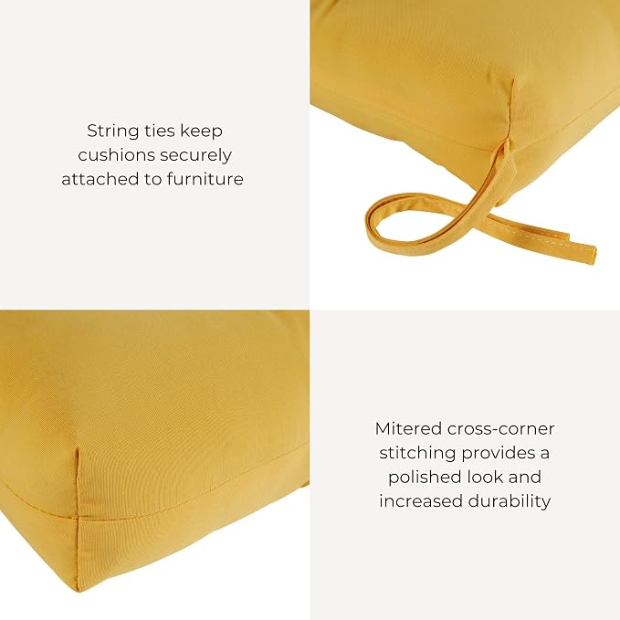 Outdoor Tufted High-Back Chair Cushions, One-Piece Hinged Seat and Back Design, Reversible with 4 Ties, Durable Polyester Fabric, Recycled Fiber Fill - Single, Sunbeam