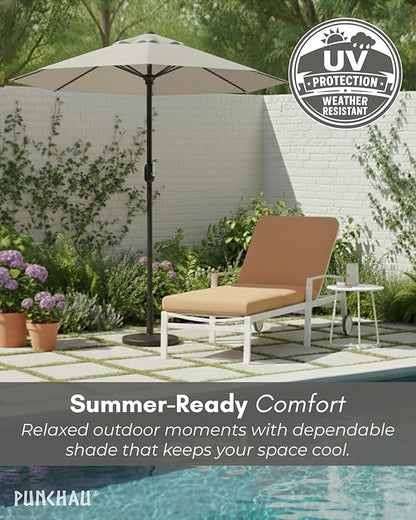 6 Ft Outdoor Patio Umbrella - Outdoor Umbrella for Patio, Pool, Table, Garden, Deck, & Beach - Easy Open/Close Crank and Push Button Tilt Adjustment - Beige Market Umbrellas