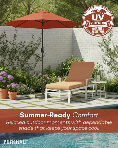 6 Ft Outdoor Patio Umbrella, Easy Open/Close Crank and Push Button Tilt Adjustment - Earth Red Market Umbrellas