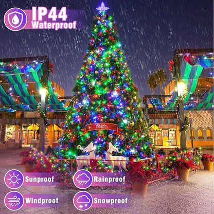 132FT 400 LED Outdoor String Lights, Connectable Christmas Lights Indoor Waterproof with 8 Modes, Plug in Twinkle Fairy Lights Clear Wire for Easter Bedroom Home Wedding Yard Decorations, Multicolor