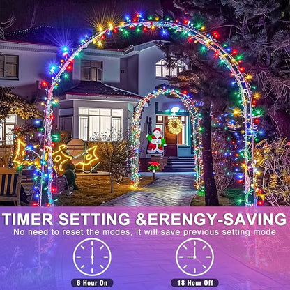 40FT 120 LED Outdoor String Lights, Multicolor Christmas Lights Indoor | Plug in Waterproof 8 Modes Clear Wire Twinkle Fairy Lights for Bedroom Outside Patio Yard Xmas Party Holiday Decorations