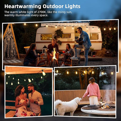 LED Outdoor String Lights, 25FT Outside Waterproof Patio Lights with 12+1 Shatterproof ST38 Edison Bulbs, 2700K Warm White Hanging Light, Dimmable Light for Back Yard Porch Party Gezebo