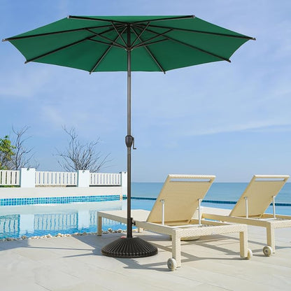 Abba Patio 11FT Lyon Outdoor Patio Umbrella Outdoor Table Umbrella with Push Button Tilt and Crank Market Umbrella 8 Sturdy Ribs UV Protection Waterproof for Garden Deck Backyard Pool Dark Green