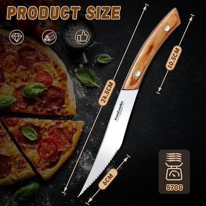 Freelander 4-Piece Pizza Knife Cutter Set, Sharp Serrated Stainless Steel Blades, Full Tang Forged Design, Ergonomic Non-Slip Handle,Durable, Rust-Resistant & Dishwasher Safe,Christmas