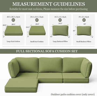9 Pcs Outdoor Patio Cushions Covers Replacement Sets, Covers Only | 9 Pcs Patio Cushions Covers Replacement UV Resistant, Water Anti-Slip, Heavy-Duty Zippers for 5 Pcs Patio Furniture Set