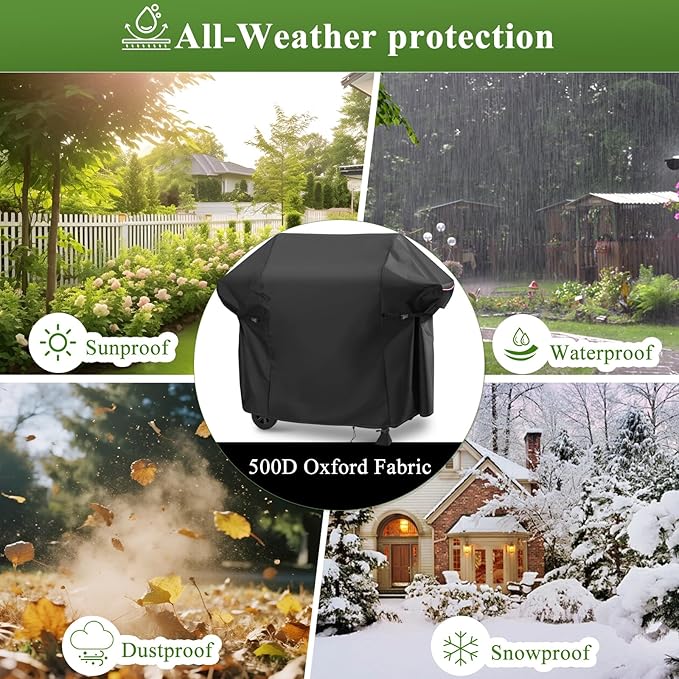 Grill Cover for Royal-Gourme-t GA5401T 5-Burner Propane Gas Grill, Waterproof Griddle Cover for Outdoor Barbecue Cooking - 53" L x 24" Wx 44" H, Black