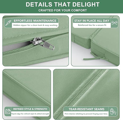 Summsun Chaise Lounge Cushions Outdoor Set of 2 - Waterproof and Fade Resistant Sun Lounger Replacement Cushions - Patio Lounger Pads with Removable Cover for Pool, Deck, 72 x 21 x 3 Inch, Sage Green