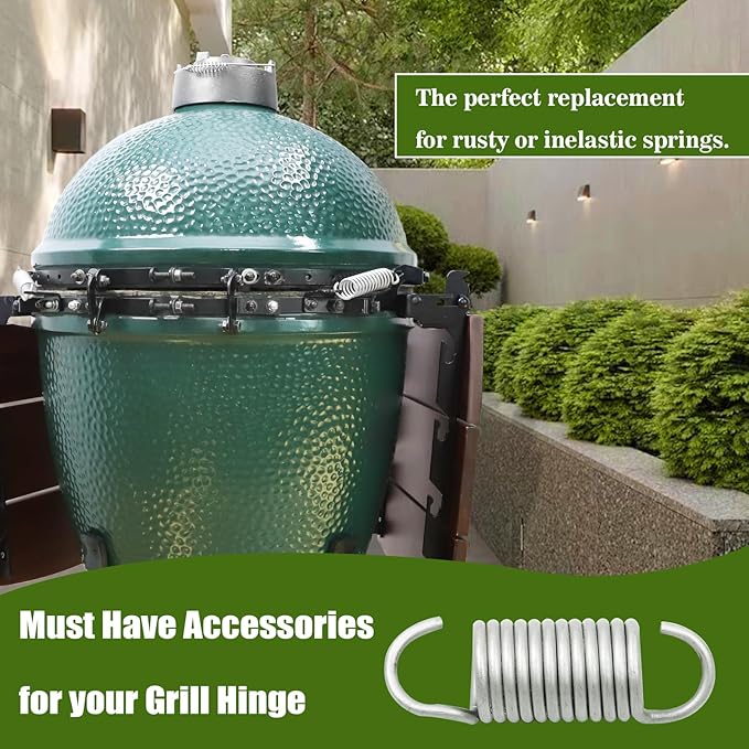 Replacement Hinge Spring for Large Big Green Egg, Set of 2 - Rust-Free, Premium Compression Spring, Perfect for Old and New Hinges, Better Lid Control