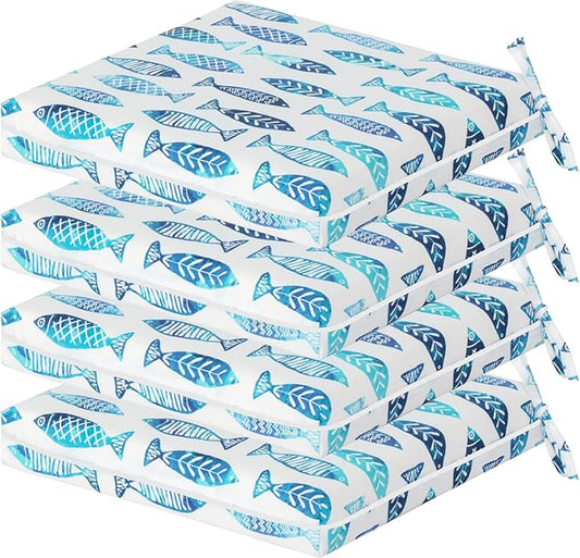 COZYVIDA Outdoor Chair Cushions Set of 4, 20"x20" Square Seat Pads with Tie Straps and YKK Zippers, 30D High-Density Foam, Water-Resistant Fabric,UV-Resistant 1000+ Hrs