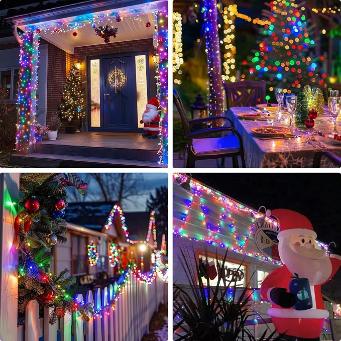 JMEXSUSS 132ft 400 LED Christmas Lights Indoor Outdoor Waterproof | 8 Modes Multicolor Christmas Tree Lights Plug in with Remote, Twinkle String Light for Bedroom Party Tree Christmas Decor