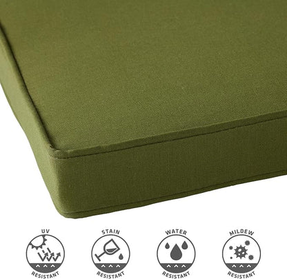 Outdoor 18 inch Square Patio Dining Chair Pads – Comfortable Fiber-Filled Seat Cushions with Ties, Reversible Polyester Fabric - Hunter Green, Set of 2