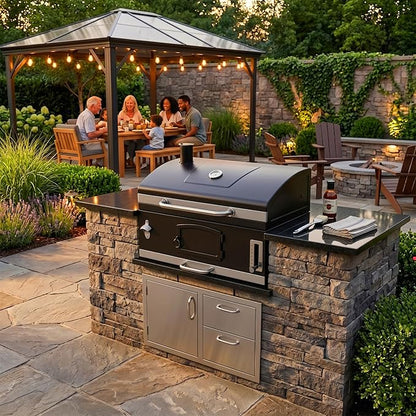 Built In Charcoal Grill Large Charcoal BBQ Grills with 480 Square Inches Oversize Cooking Area, Outdoor Cooking Grill with Charcoal Trays for Backyard, Patio and Parties