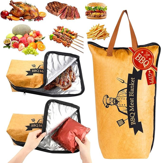 BBQ Blanket for Resting Meat – Insulated Brisket Blanket Bag, Reusable Meat Resting Blanket for Smoking, Grilling, Prep Tub Use – BBQ Accessories for Brisket, Ribs, Pork Shoulder, 21"x21"