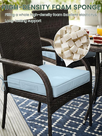 Outdoor Chair Cushion 24 x 24 x 5 Inches Patio Furniture Outdoor Waterproof Seat Cushion, Patio Chair Cushion with Handles and Ties, Square Dining Chair Cushion Set of 2, Sky Blue
