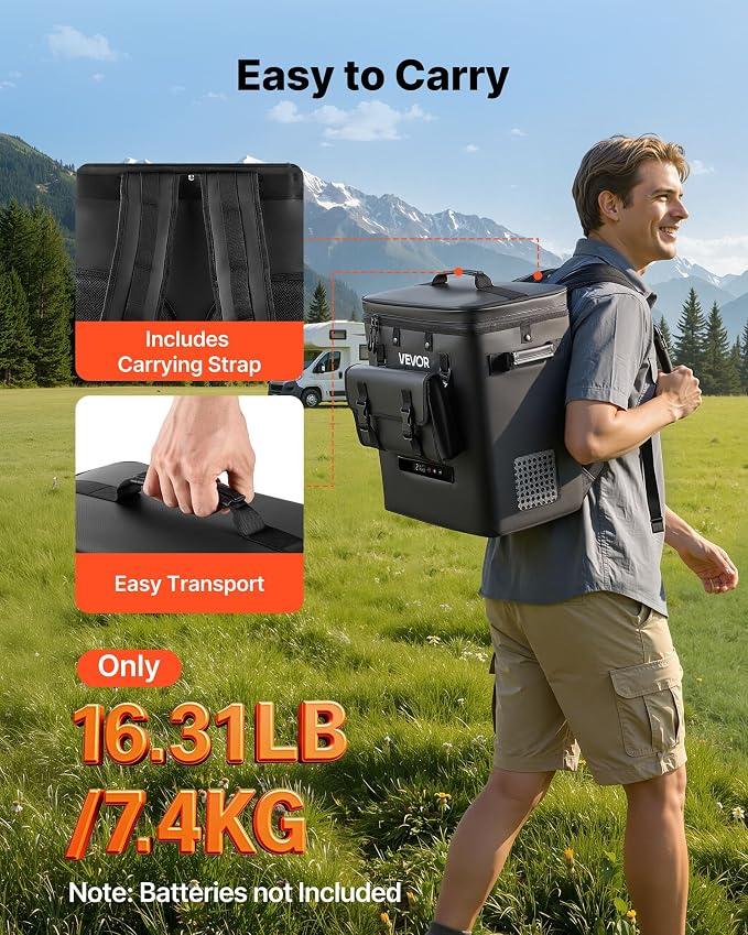 VEVOR 12 Volt Refrigerator, 13.7 QT/ 13L Car Fridge, Portable Electric Freezer Compressor, 12V/24V DC, 21℉ to 50℉/ -6℃ to 10℃, for Truck Van RV SUV Boat Travel Camping Road Trips