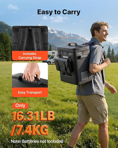 VEVOR 12 Volt Refrigerator, 13.7 QT/ 13L Car Fridge, Portable Electric Freezer Compressor, 12V/24V DC, 21℉ to 50℉/ -6℃ to 10℃, for Truck Van RV SUV Boat Travel Camping Road Trips