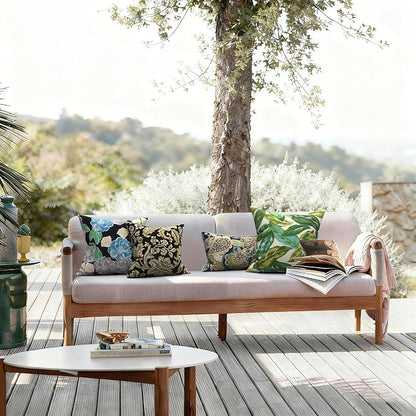 LVTXIII 2 Pack Outdoor Throw Pillow Covers for Patio Furniture, 16x16 Inch Square Pillow Case, Water-Repellent Cushion Covers for Garden, Porch, Sofa, Jacobean Black