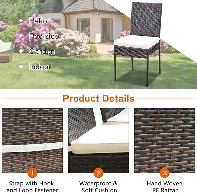 Tangkula 10 Pieces Wicker Patio Dining Set, Outdoor Rattan Table & Chairs Set with Padded Cushions, Patio Furniture Dining Glass Table Set for Balcony Patio Garden Poolside