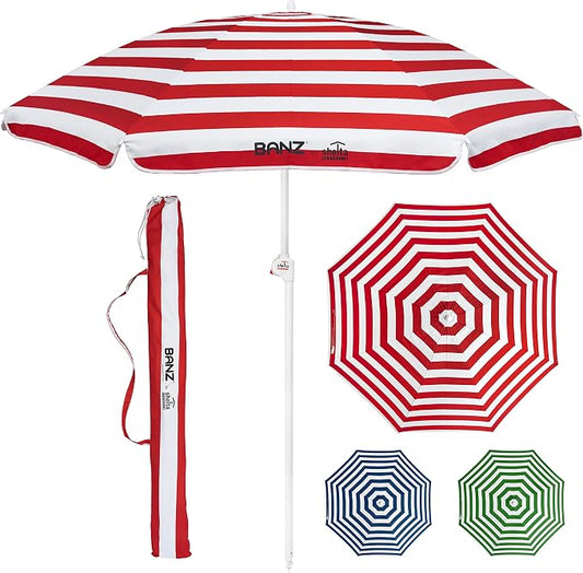 BANZ Cabana Beach Umbrella UPF 50 - UV Protection Foil-Lined Portable | UPF 50+ UV protection, Quick-dry fabric, Comfortable stretch fit