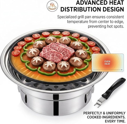 Korean Grill Korean Bbq Grill Portable Charcoal Grills With Non stick Pan & Net Small Indoor/outdoor Charcoal