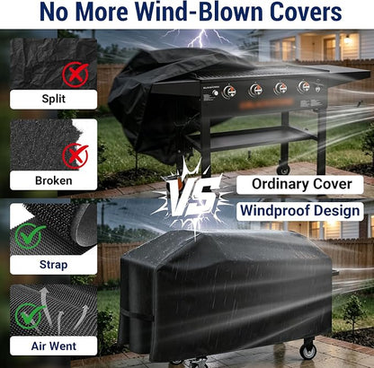 36" Griddle Cover for Blackstone 1528 Without Hood, 600D Waterproof | Outdoor Grill Cover with PU Coating Griddle for Blackstone more 4-Burner Griddles, Heat & Rip-Proof with Straps