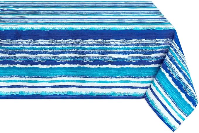 YiHomer Indoor Outdoor Tabletop for Spring Summer Decorations, Picnics and Dinner Parties - Stain and Water Resistant, Crayon Art (Ocean), Tablecloth, 60 x 84 Rectangle
