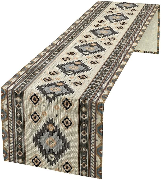 Boho Western Table Runner Cotton Linen Table Runner Dresser Scarves Horse Running Table Decor Table Top Dining Kitchen Wedding Party 13x60 Inch