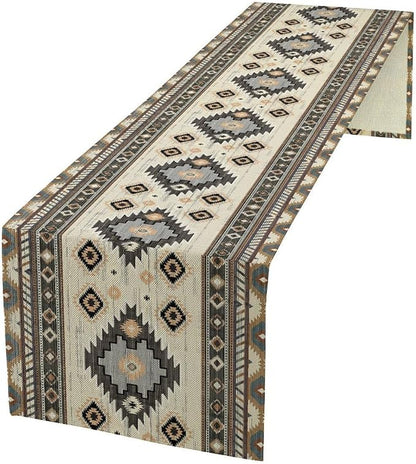Boho Western Table Runner Cotton Linen Table Runner Dresser Scarves Horse Running Table Decor Table Top Dining Kitchen Wedding Party 13x60 Inch