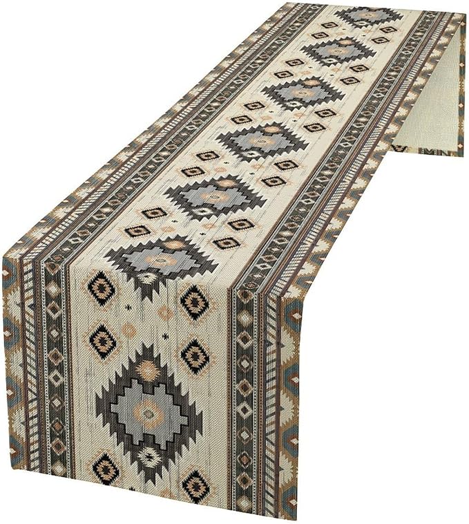 Boho Western Table Runner Cotton Linen Table Runner Dresser Scarves Horse Running Table Decor Table Top Dining Kitchen Wedding Party 13x120 Inch