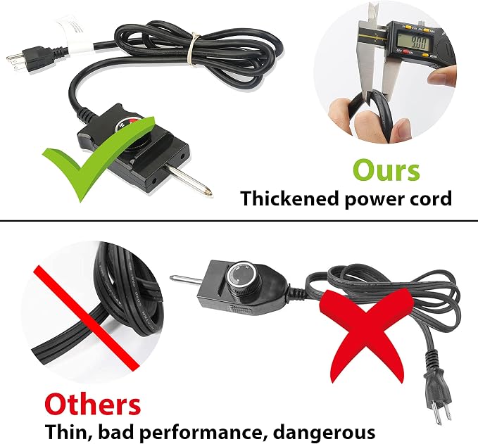 Power Cord for Masterbuilt Smoker Parts Analog Control Plug Dial Knob Temp Thermostat Controller Replacement Heating Element Electric Grill Turkey Fryers
