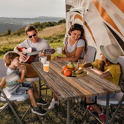 Farmhouse Picnic Table Cover with Bench Covers Camping Essentials Brown Wood Grain Waterproof Windproof Camping Tablecloth Fitted Tablecloth Cover with Elastic Edge for Indoor Outdoor 3 PCS 30x60 Inch
