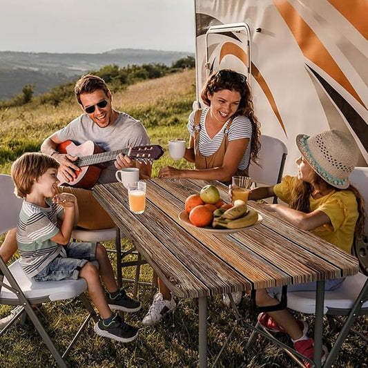 Farmhouse Picnic Table Cover with Bench Covers Camping Essentials Brown Wood Grain Waterproof Windproof Camping Tablecloth Fitted Tablecloth Cover with Elastic Edge for Indoor Outdoor 3 PCS 30x72 Inch