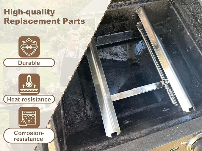 BBQ-PLUS Grill Replacement for Charbroil Performance 2-Burner 463630021 463654022 463655621 463660421, 17" Cast Iron Cooking Grates, Stainless Steel Heat Plates, Burner Tubes & Igniters Parts Kit