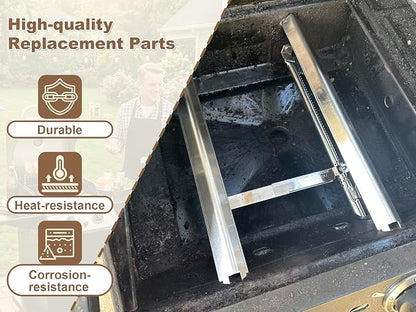 BBQ-PLUS Grill Replacement for Charbroil Performance 2-Burner 463630021 463654022 463655621 463660421, 17" Cast Iron Cooking Grates, Stainless Steel Heat Plates, Burner Tubes & Igniters Parts Kit