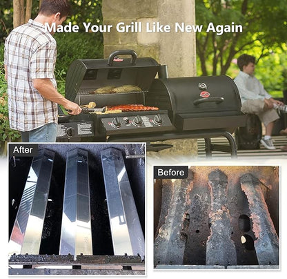 Grill Parts Kit for Char Griller 5050 5650 3001 5072 3072 3008 5252 3030 300 Replacement Parts, Flame Shields, Burner Pipes, Burner Tube/Flare Up Shield Support Kit