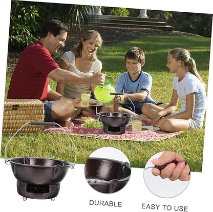 MERRYHAPY Cast Iron Charcoal Furnace 7.87 Inch Portable Barbecue Stove Multifunctional Outdoor Heating and Tea Cooking Iron Stove for Camping Fishing