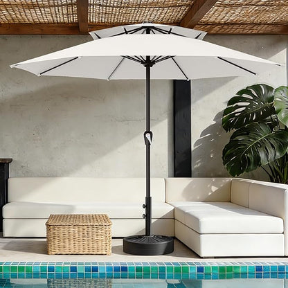 AreShark 12ft 2 Tiers Patio Umbrella - Outdoor Umbrella Waterproof UV Protection, Market Table Umbrella w/ 8 Sturdy Ribs&Crank for Pool, Porch, Garden(Ivory)