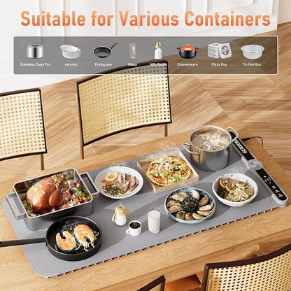 Warming Mat for Food, Extra Large 31.5'' x 15'', 450W Electric Food Warmers for Parties Buffet, Portable Warming Tray with 9 Levels Temperature Setting, 8s Fast Heat up