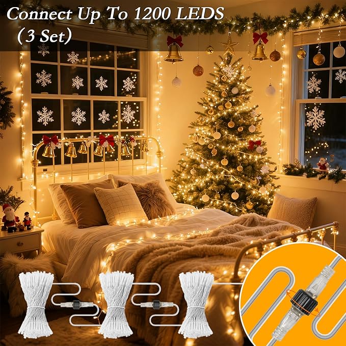 66FT 200 LED Warm White String Lights, 8 Modes Fairy Lights with Timer, IP65 Waterproof & Durable Indoor Outdoor Decor for Garden, Patio, Party