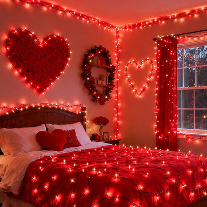 Brizled Smart Red & White Christmas Lights, 66 ft 200 LED Color Changing | App & Voice Control, Dimmable Twinkle Mini String Lights Music Sync for Indoor Outdoor Xmas Tree Valentines Wedding Party